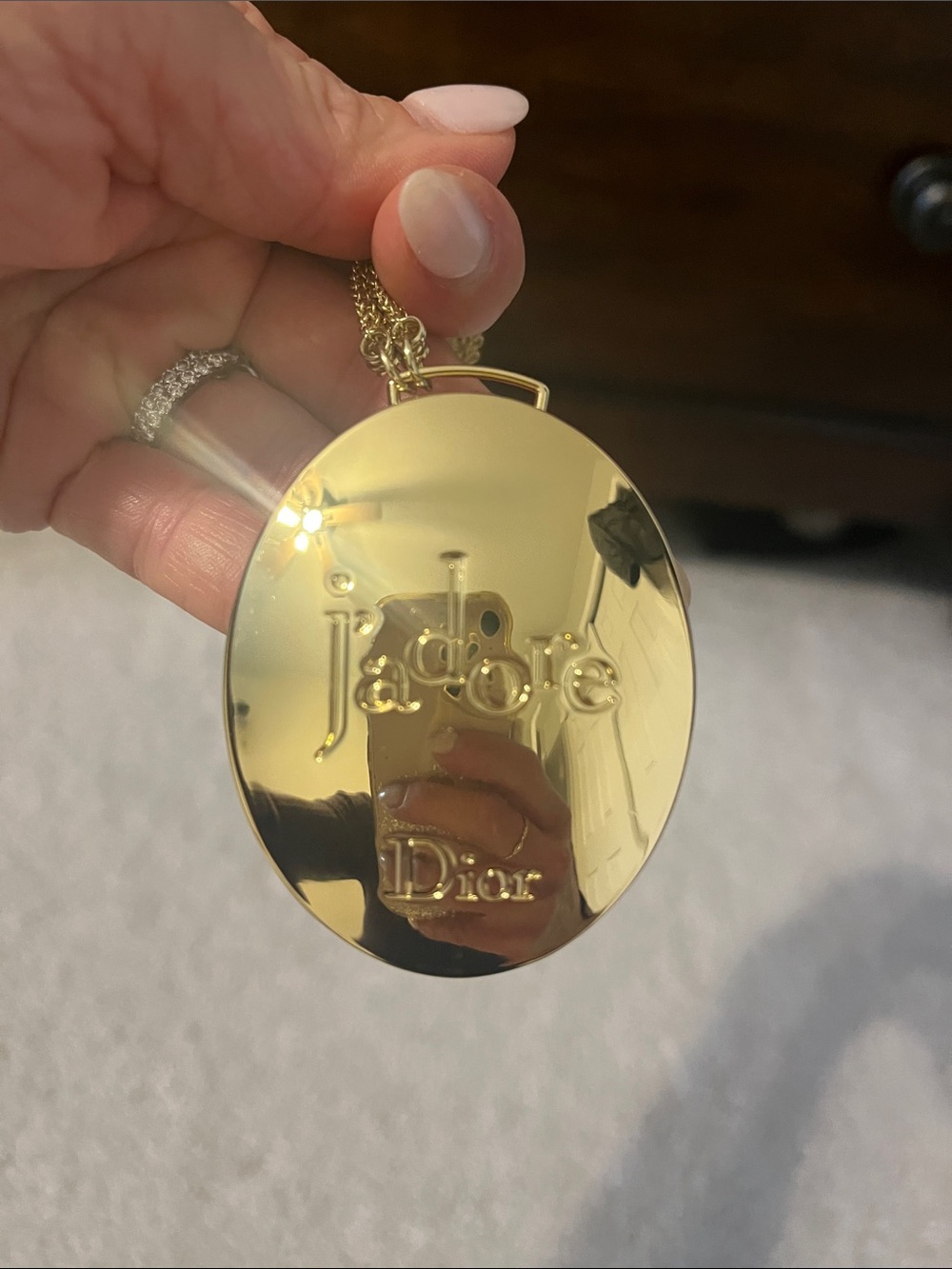 Dior Gold Oval 'Jadore' Pendant mirror